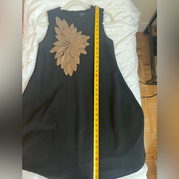 GRACIA Stretch Golden Floral Faux Leather sleeveless Dress Size Small - Picture 9 of 10